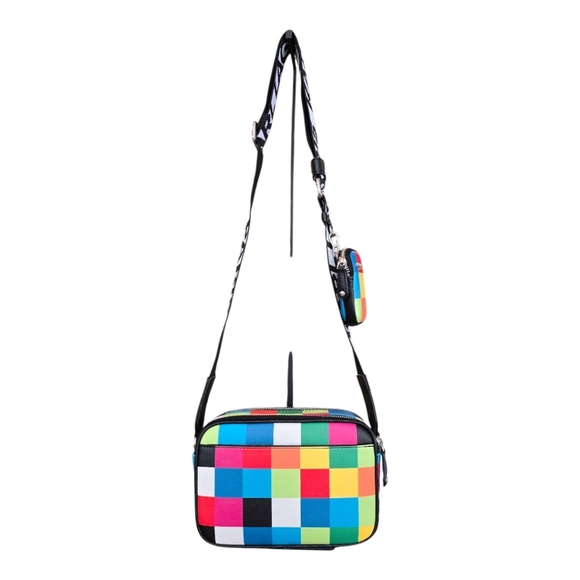 Karl Lagerfeld Maybelle Black Multicolor Checker Board Crossbody Bag - Picture 2 of 13